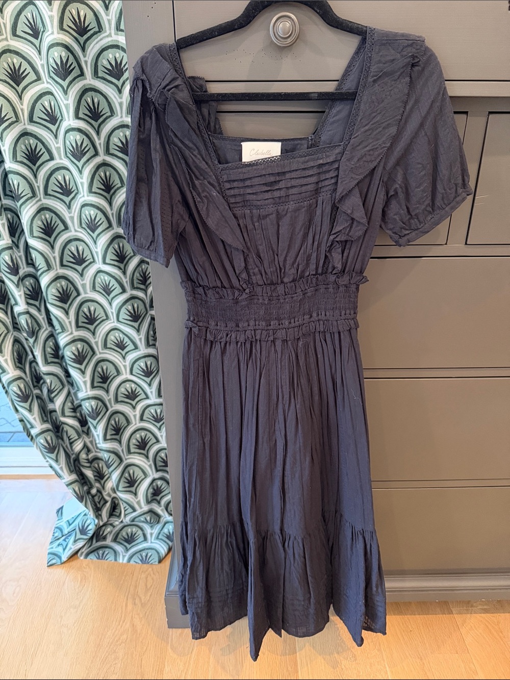 Cleobella black  Smocked Midi Dress with Ruffle Details